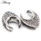 2pcs 8mm-30mm Water Drop Hollow Stainless Steel Ear Plugs Tunnels Expander