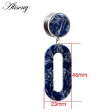 2pcs Acrylic Oval Dangle Stainless Steel Ear Plugs Tunnel Gauge Piercing
