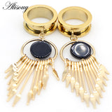 2pcs Stainless Steel Screw Ear Plugs Tunnels Flesh Expander Wind Chimes Dangle