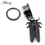 2pcs Cicada Pendant Stainless Steel Ear Tunnels Plugs Flesh Expander