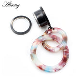 Circle Leaf Acrylic Pendant Steel Ear Tunnels Plugs Stretcher Gauges