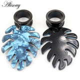 Circle Leaf Acrylic Pendant Steel Ear Tunnels Plugs Stretcher Gauges