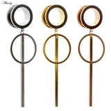 2pcs Circle Vert Bar Dangle Stl Ear Plugs Tunnels Expander Flesh Piercing Jewelr