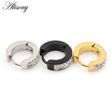 Crystal Zircon Round Hoop Earrings Stainless Steel Ear Cuff Jewelry