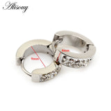 Crystal Zircon Round Hoop Earrings Stainless Steel Ear Cuff Jewelry