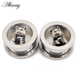 2pcs Stainless Steel Ear Gauges Bird Sheep Dinosaur Earrings Plugs Tunnels