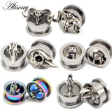 2pcs Stainless Steel Ear Gauges Bird Sheep Dinosaur Earrings Plugs Tunnels