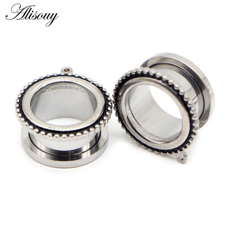 2pcs Stainless Steel Ear Gauges Dangle Plugs