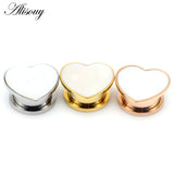 2pcs Love Heart Shell Ear Gauges Stainless Steel Plugs