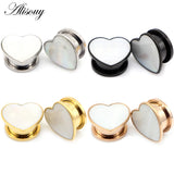 2pcs Love Heart Shell Ear Gauges Stainless Steel Plugs