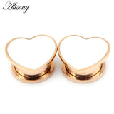 2pcs Love Heart Shell Ear Gauges Stainless Steel Plugs