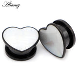 2pcs Stainless Steel Heart Ear Tunnels Plugs