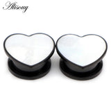 2pcs Stainless Steel Heart Ear Tunnels Plugs