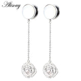 2pcs Stainless Steel Dangle Earrings Tunnels Ear Plugs Gauges 6-16mm