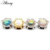 2pcs Opal Stainless Steel Ear Plugs Tunnel Stretcher