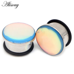 2pcs Heart Screw Ear Flesh Tunnel Plugs Retro Flower Ear Expander Piercing