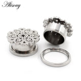 2pcs Hollow Stainless Steel Ear Plugs Tunnels Gauges Piercing Body Jewelry