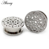 2pcs Hollow Stainless Steel Ear Plugs Tunnels Gauges Piercing Body Jewelry