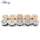2pcs Hollow Stainless Steel Ear Plugs Tunnels Gauges Piercing Body Jewelry