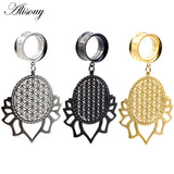 Leaf Lace Dangle Ear Plugs Stainless Steel Gauges Body Jewelry