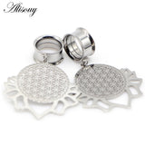 Leaf Lace Dangle Ear Plugs Stainless Steel Gauges Body Jewelry