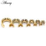 2pcs Opal Stainless Steel Saddle Ear Tunnel Plug Expander Piercing Earrings