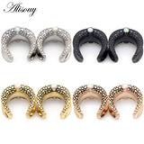 2pcs Opal Stainless Steel Saddle Ear Tunnel Plug Expander Piercing Earrings