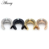 2pcs Opal Stainless Steel Saddle Ear Tunnel Plug Expander Piercing Earrings