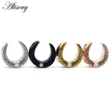 2pcs Opal Stainless Steel Saddle Ear Tunnel Plug Expander Piercing Earrings