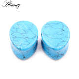 2pcs Stone Teardrop Ear Plugs Tunnels Expanders Stretcher Ear Earring Gauges