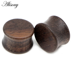 2pcs 8-25mm Wood Ear Tunnel Plug Double Flared Saddle Plugs Gauge Ear Stretcher