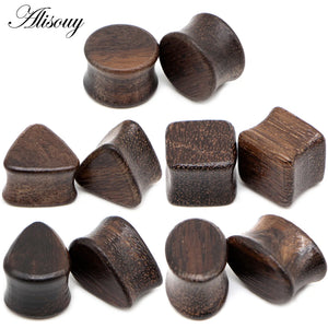 2pcs 8-25mm Wood Ear Tunnel Plug Double Flared Saddle Plugs Gauge Ear Stretcher