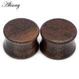 2pcs 8-25mm Wood Ear Tunnel Plug Double Flared Saddle Plugs Gauge Ear Stretcher