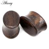 2pcs 8-25mm Wood Ear Tunnel Plug Double Flared Saddle Plugs Gauge Ear Stretcher