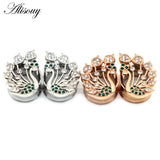 2pcs Peacock Tortoise CZ Stainless Steel Ear Gauges Plugs Tunnel Expander