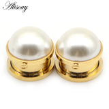 2pcs Pearl DIY Pendant Ear Plugs Gauges Stainless Steel Ear Expander Str