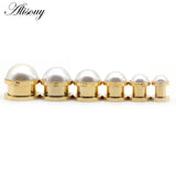 2pcs Pearl DIY Pendant Ear Plugs Gauges Stainless Steel Ear Expander Str