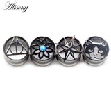 2pcs Pearl Flower Crystal Steel Ear Gauges Plugs Tunnel Expander Earrings