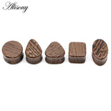 2pcs Wood Flesh Saddle Ear Tunnels Plugs Gauges Double Flared Stretcher