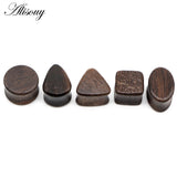 2pcs Wood Flesh Saddle Ear Tunnels Plugs Gauges Double Flared Stretcher