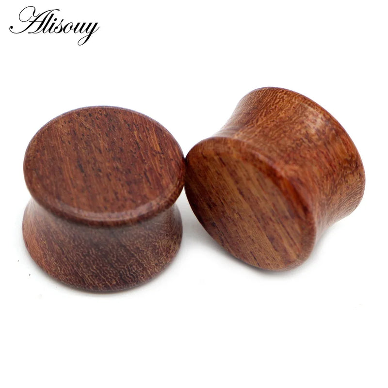 2pcs Wood Flesh Saddle Ear Tunnels Plugs Gauges Double Flared Stretcher