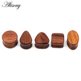 2pcs Wood Flesh Saddle Ear Tunnels Plugs Gauges Double Flared Stretcher