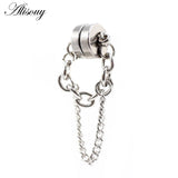 Punk Magnet Chain Pendant Stainless Steel Round Ear Stud Earring