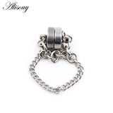 Punk Magnet Chain Pendant Stainless Steel Round Ear Stud Earring