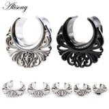 2pcs Retro Stainless Steel Flower Ear Tunnels Plugs Gauges