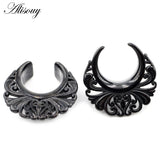 2pcs Retro Stainless Steel Flower Ear Tunnels Plugs Gauges