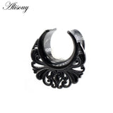 2pcs Retro Stainless Steel Flower Ear Tunnels Plugs Gauges