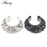 2pcs Retro Stainless Steel Flower Ear Tunnels Plugs Gauges