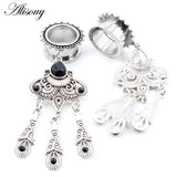2pcs Retro Water Drop Crystal Ear Plugs Tunnels Gauges Body Jewelry