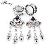 2pcs Retro Water Drop Crystal Ear Plugs Tunnels Gauges Body Jewelry